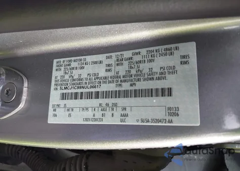 2022 Lincoln Corsair z USA, uszkodzony, nr VIN 0SLMC1C99NJL06617